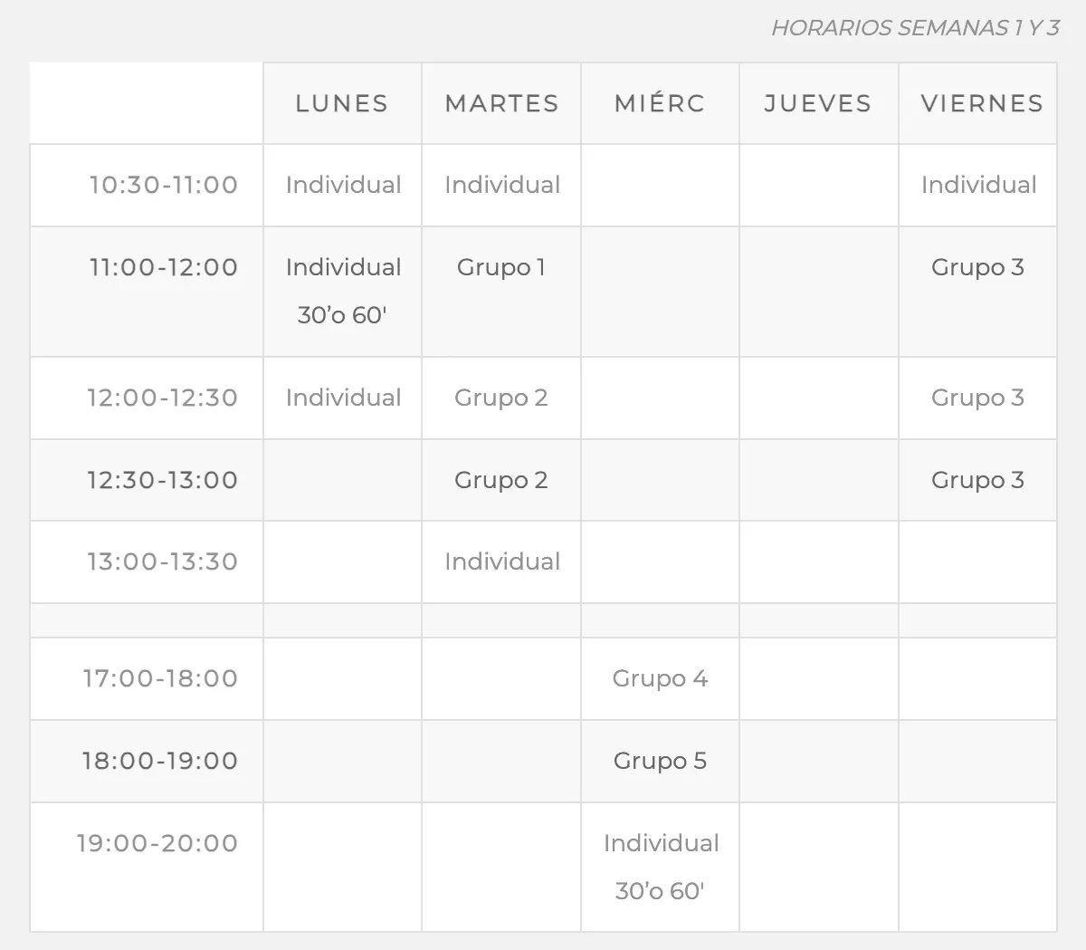 horarios clases semanas 1 y 3 nuevo
